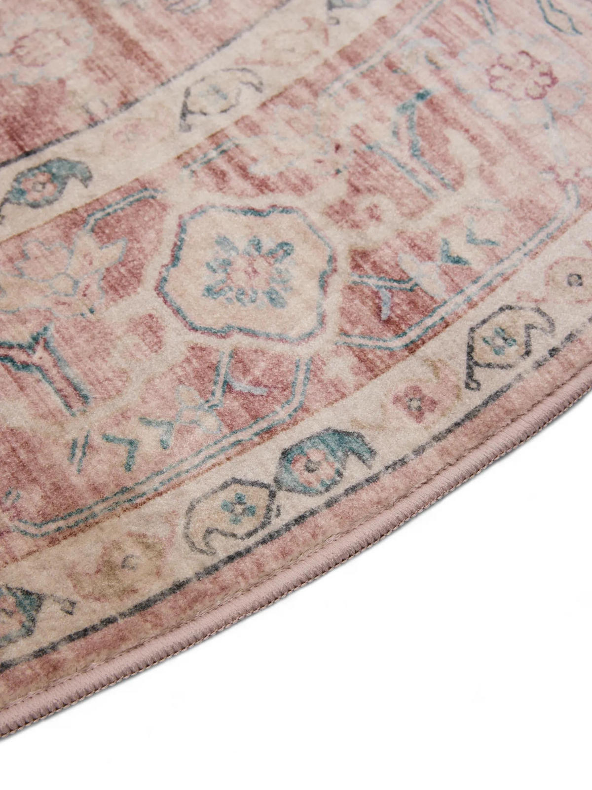 VINTAGE-TEPPICH Miray waschbar ø 160 cm rund - Rosa, Kunststoff (160/160cm) - benuta Nest