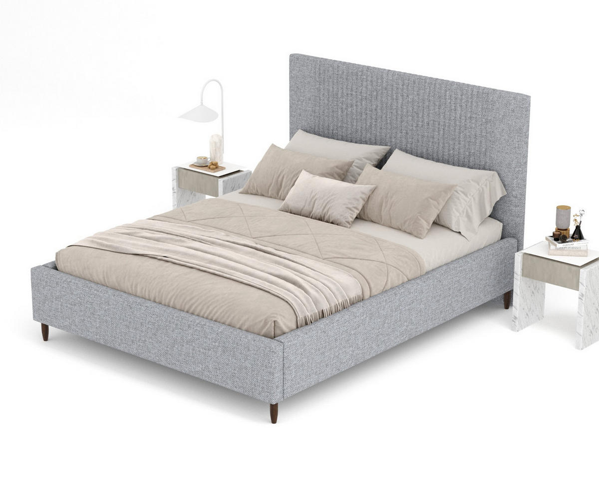 POLSTERBETT Etero Grau 160/200 cm im Chenille-Stoff - Wengefarben/Naturfarben, Holz/Holzwerkstoff (160/200cm) - Maison de Reve