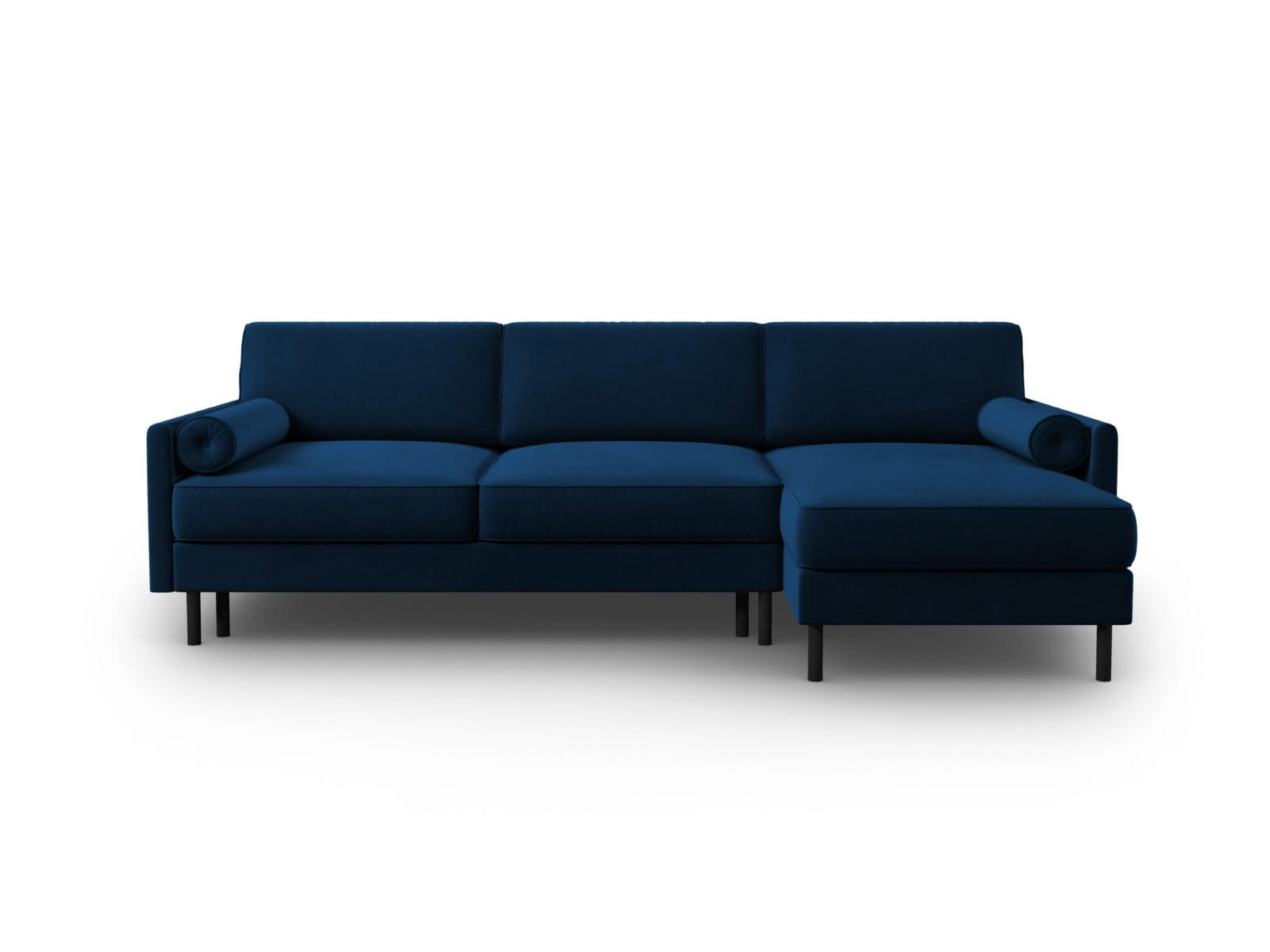 AUSKLAPPBARES-ECKSOFA rechts mit Container Scott aus Samt königsblau 5 Sitzplätze - Blau, Textil (142/212cm) - Micadoni