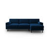 AUSKLAPPBARES-ECKSOFA rechts mit Container Scott aus Samt königsblau 5 Sitzplätze - Blau, Textil (142/212cm) - Micadoni