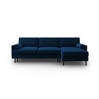 AUSKLAPPBARES-ECKSOFA rechts mit Container Scott aus Samt königsblau 5 Sitzplätze - Blau, Textil (142/212cm) - Micadoni