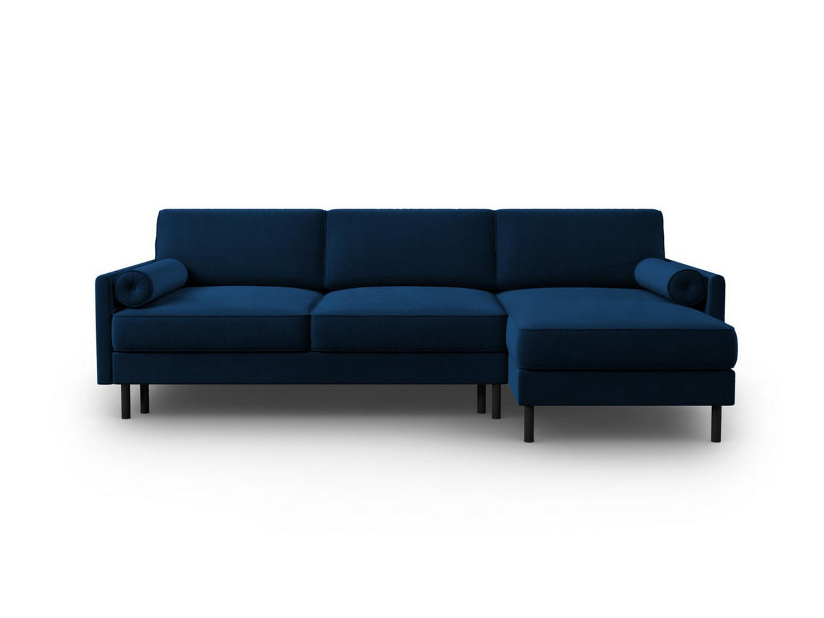 AUSKLAPPBARES-ECKSOFA rechts mit Container Scott aus Samt königsblau 5 Sitzplätze - Blau, Textil (142/212cm) - Micadoni