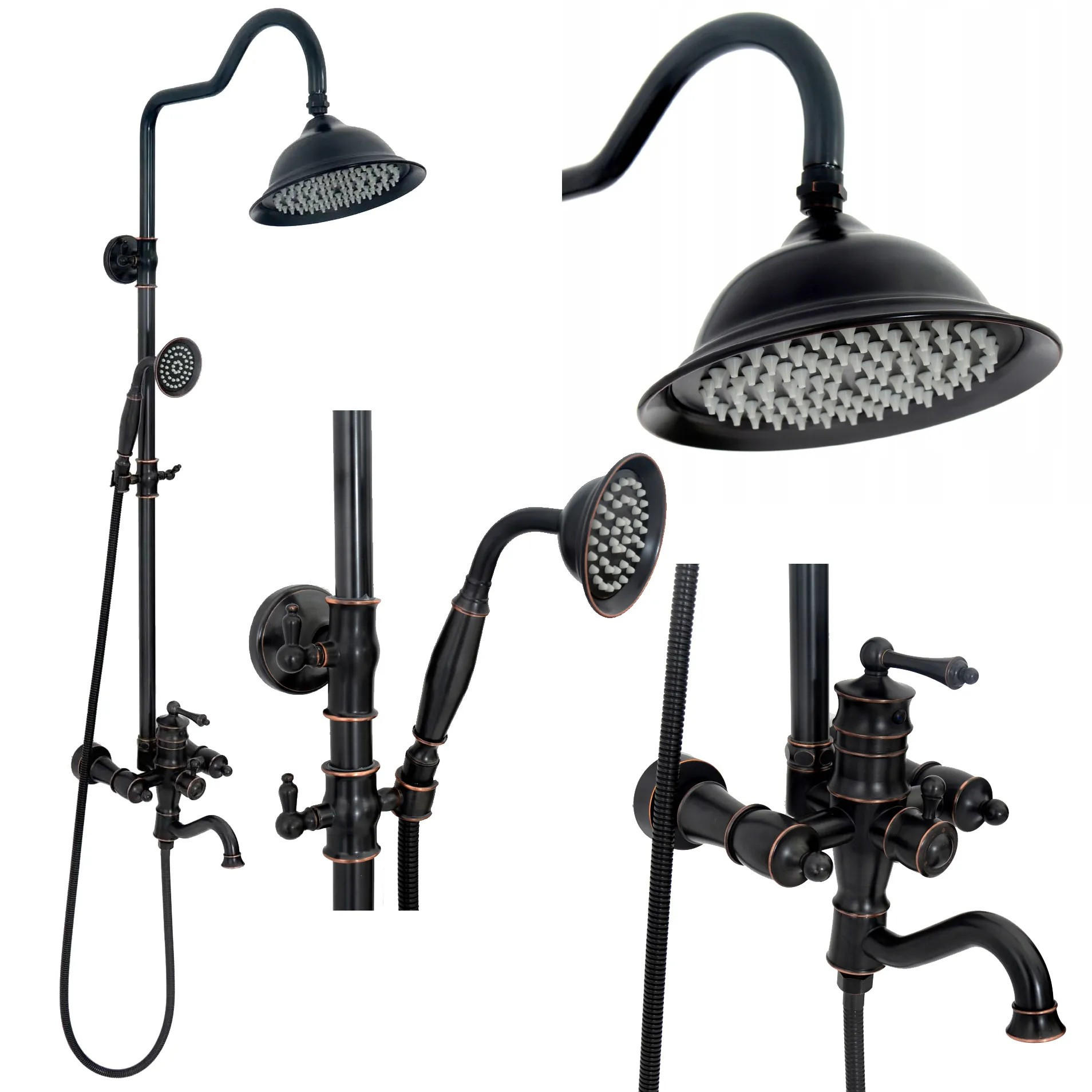 REA Duschset Schwarz 20.5x137x46.5 cm
