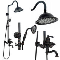 DUSCHSET Rea Vintage Black - Schwarz, Metall (20.5/137/46.5cm) - REA