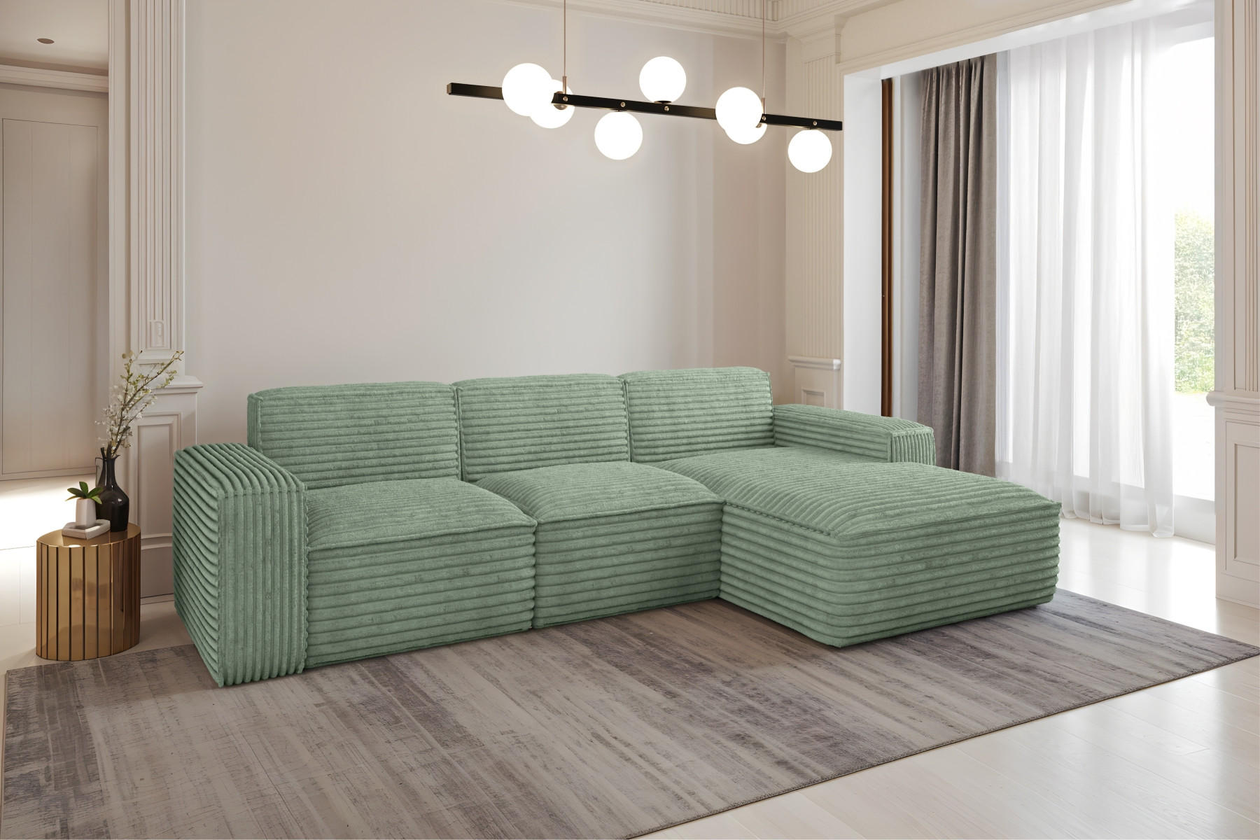 ECKSOFA L-Form Siena Stoff Velo Olive Rechts - Olivgrün, Holz/Kunststoff (266/165cm) - Kaiser Möbel