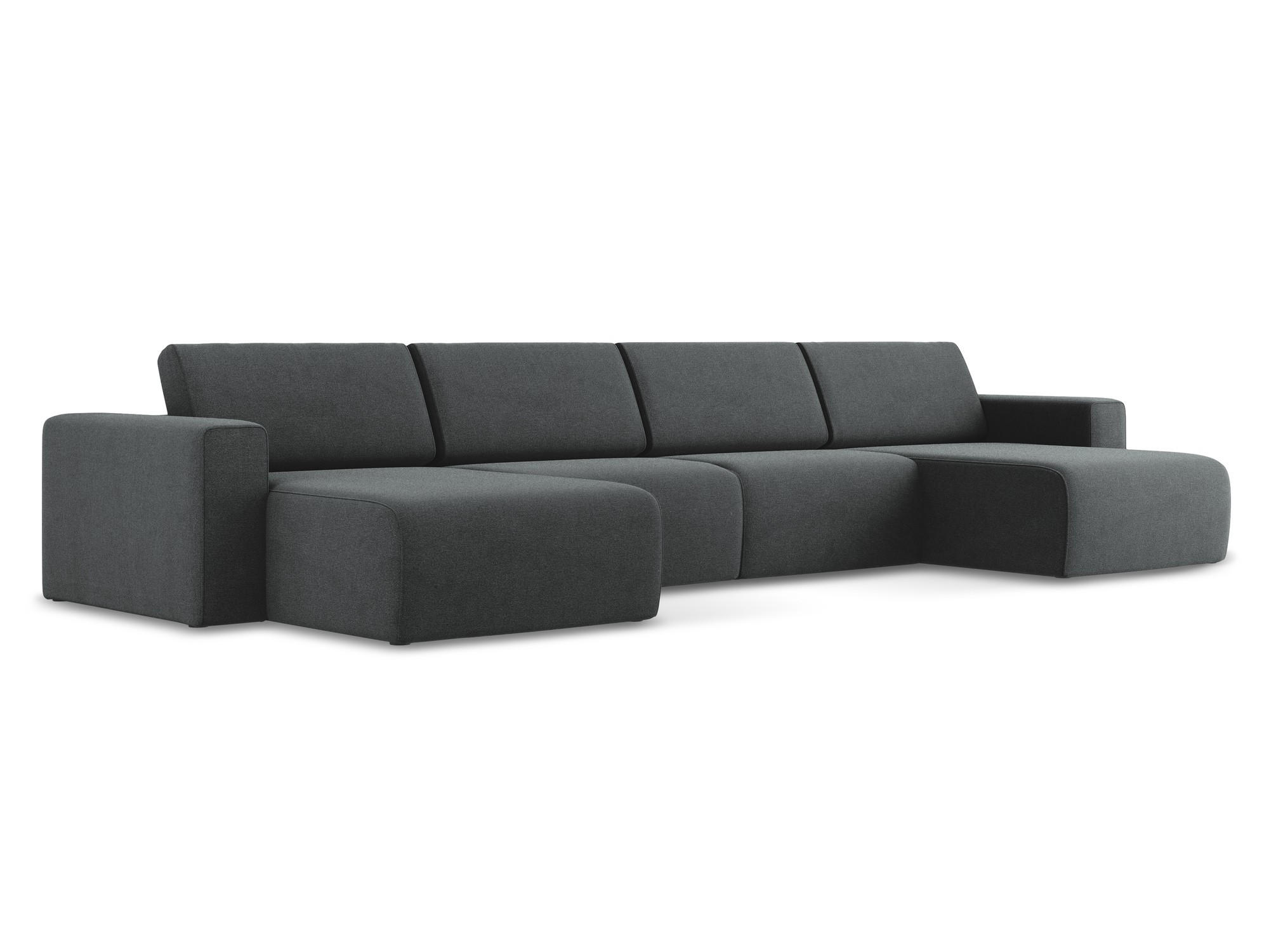 WOHNLANDSCHAFT Strukturstoff Stoff Grau - Beige/Schwarz, Kunststoff/Textil (404/80/167cm) - Makamii