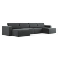 WOHNLANDSCHAFT Strukturstoff Stoff Grau - Beige/Schwarz, Kunststoff/Textil (404/80/167cm) - Makamii