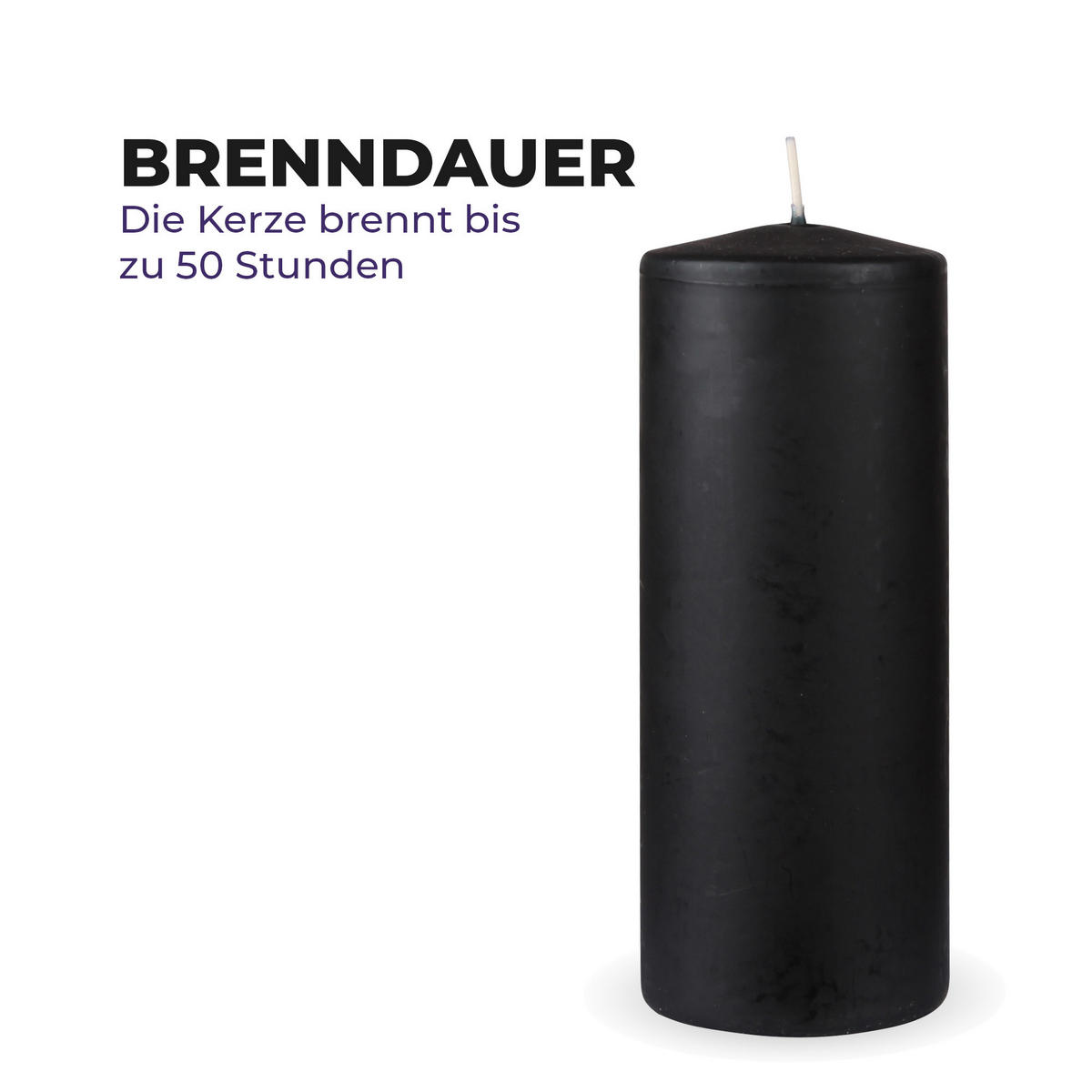 STUMPENKERZEN "Schwarz", Größe Ø7cm x Höhe: 16 cm - Schwarz, Naturmaterialien (7/16cm) - HS Candle