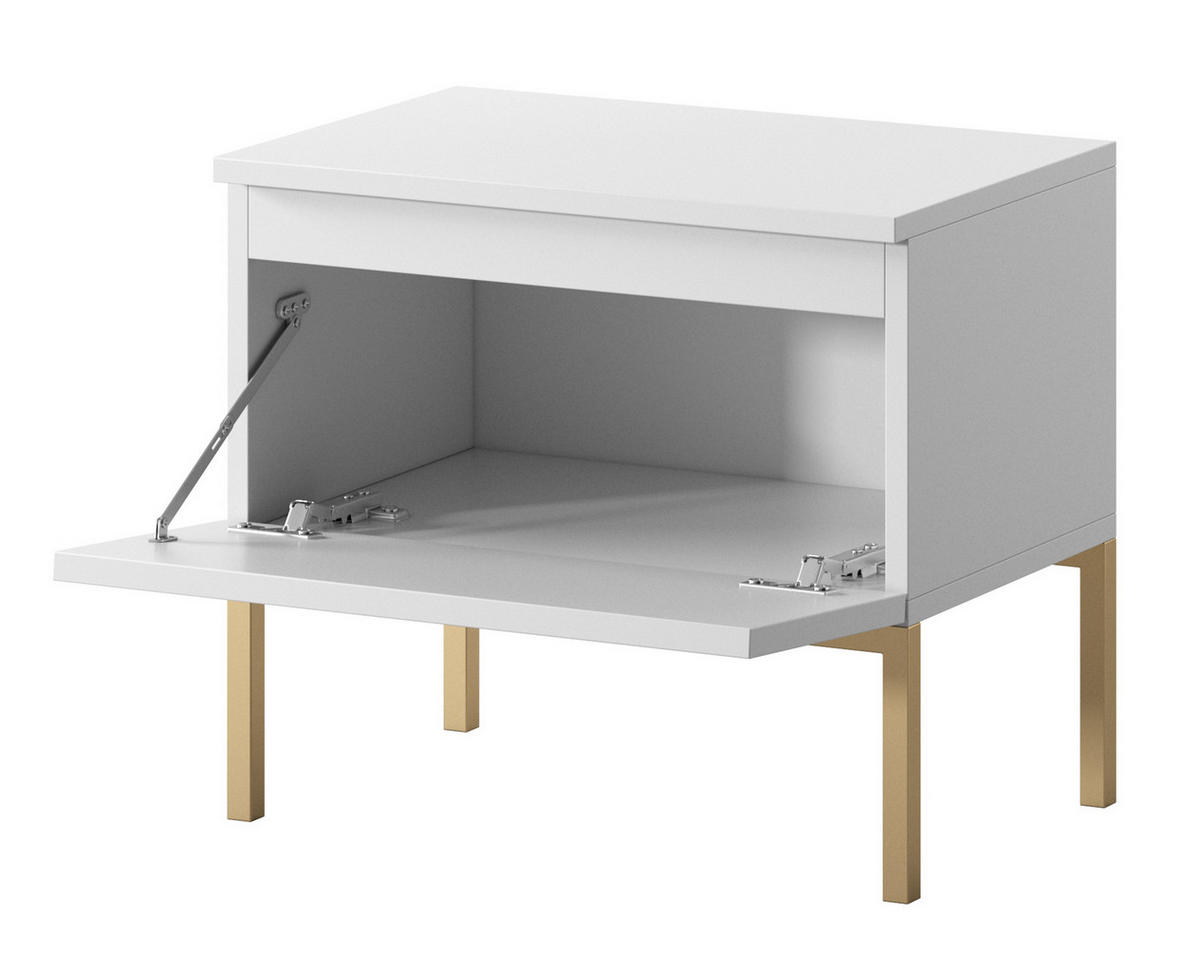 NACHTSCHRANK Bemmi Weiß - Goldfarben/Weiß, Holzwerkstoff/Metall (49/43/32cm) - Selsey