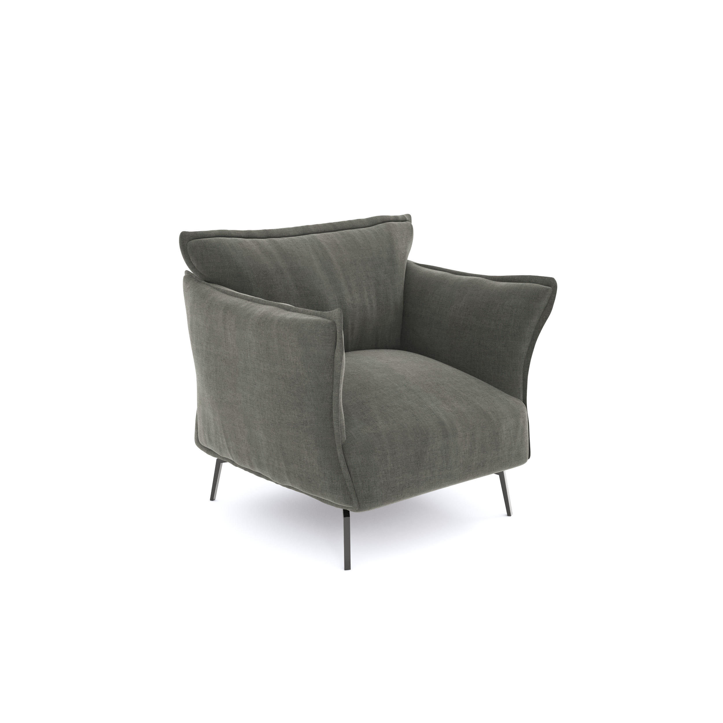 SESSEL Samt Graphitgrau 102cm - Graphitfarben/Grau, Textil (102/90/105cm) - Sia Home