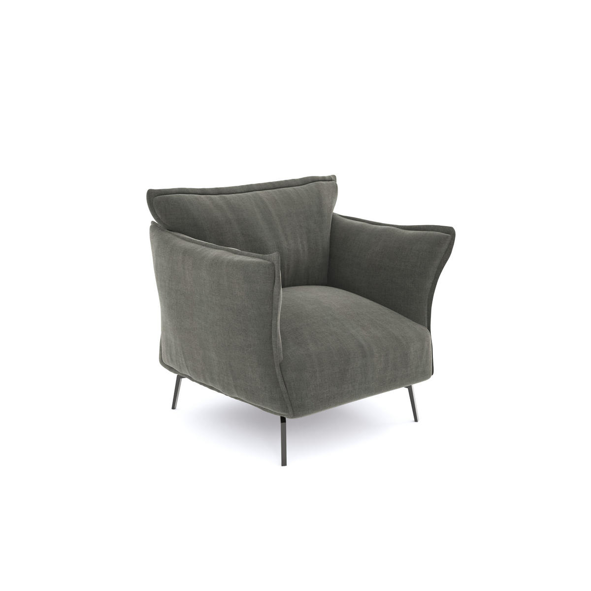 SESSEL Samt Graphitgrau 102cm - Graphitfarben/Grau, Textil (102/90/105cm) - Sia Home