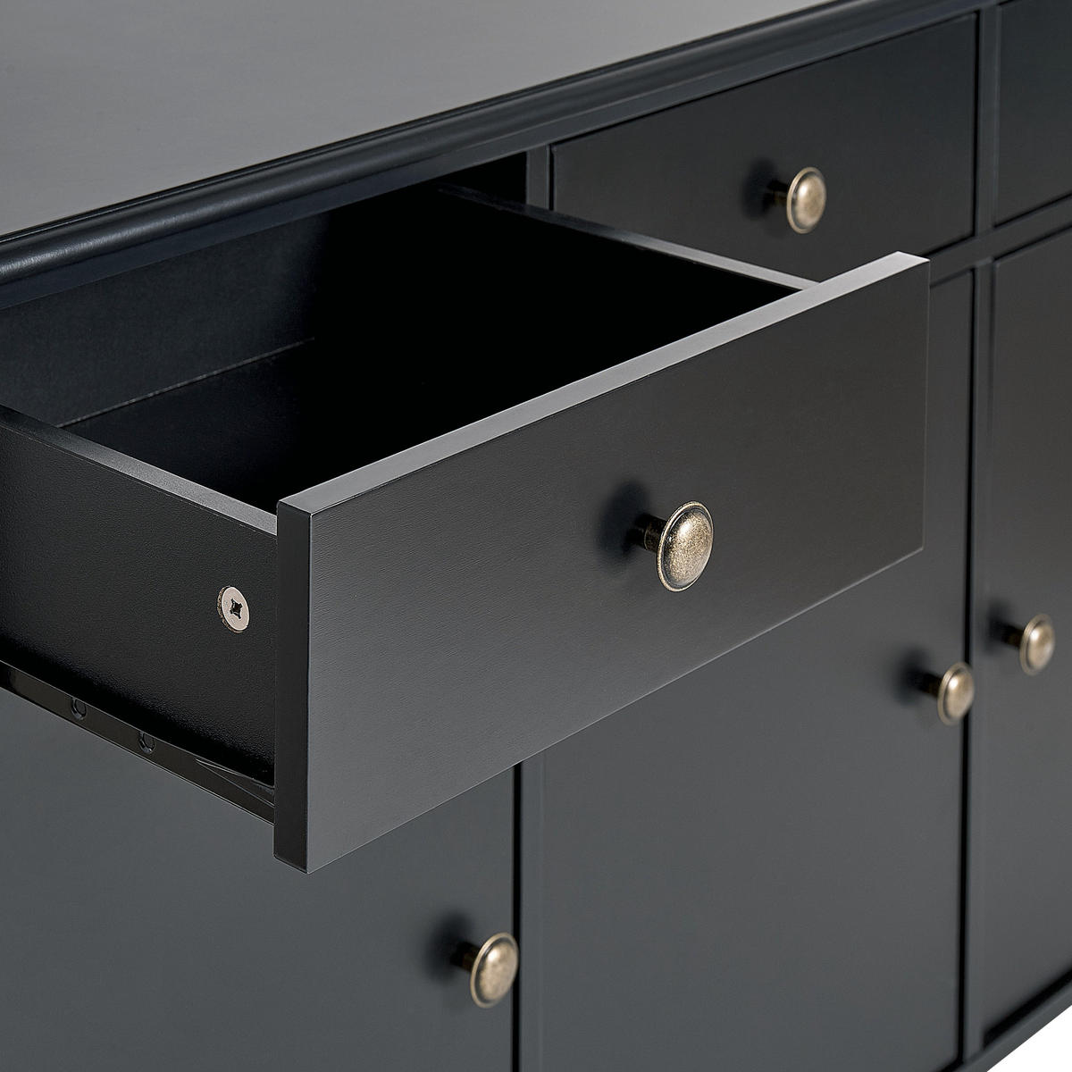 SIDEBOARD mit 3 Türen Schwarz Olate - Schwarz, Holzwerkstoff (120/75/39cm) - Beliani