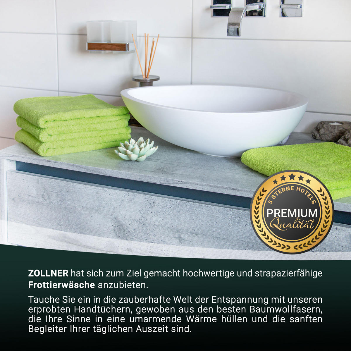HANDTÜCHER, 4er-Set, 50x100 cm, 100% Baumwolle, Grün - Limette, Textil (50/100cm) - Zollner
