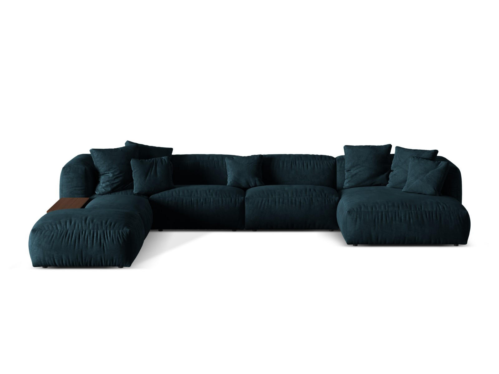 PANORAMASOFA modular links Martina aus Samt dunkel petrol 5 Sitzplätze - Petrol, Textil (280/75/406cm) - Micadoni