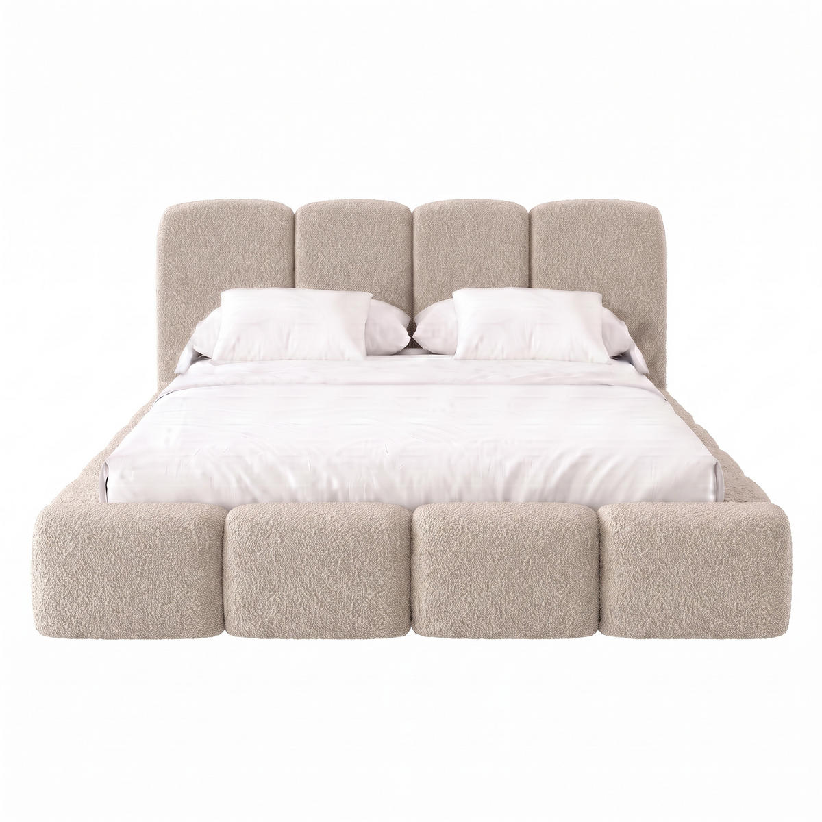 POLSTERBETT SUENO MAXI 160x200 cm in Beige, gepolstertes Kopfteil, Metalllattenrost, Bettkasten, Bouclé-Stoff - Beige/Naturfarben, Holz/Textil (160/200cm) - Muffo