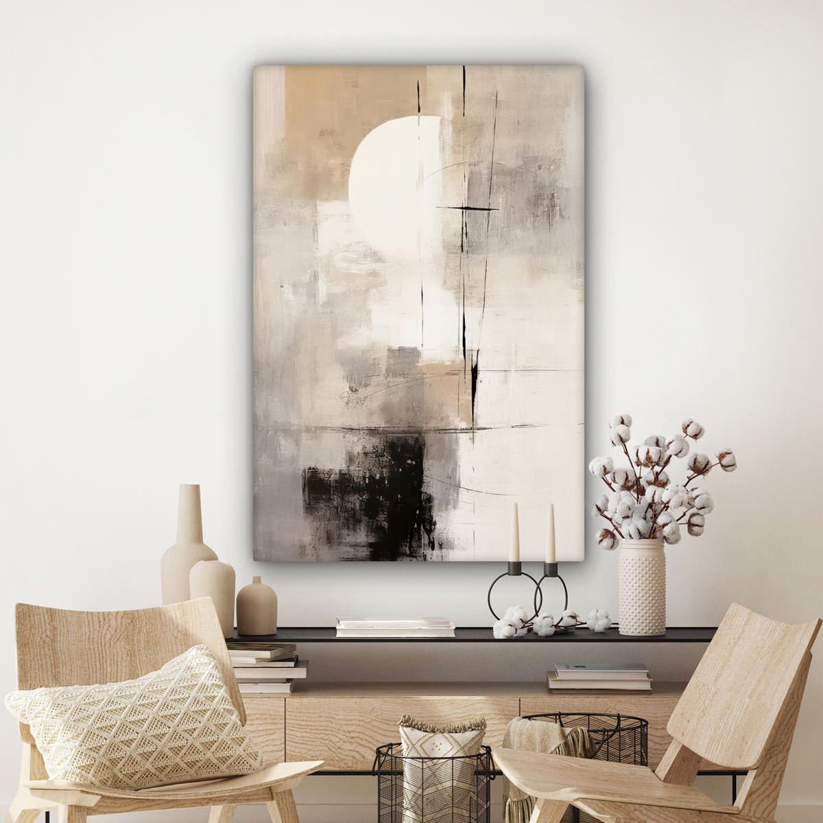 LEINWANDBILD Abstrakt - Kunst - Grau 90x140 cm - Hellgrau, Textil (90/140cm) - MuchoWow