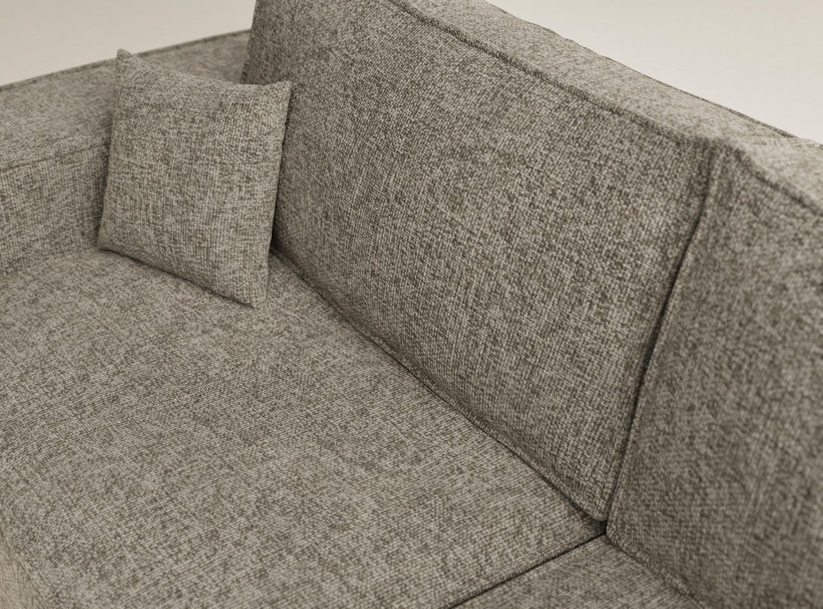 ECKSOFA MIT SCHLAFFUNKTION Tonga Taupe Chenille-Stoff - Schwarz/Braun, Holz/Holzwerkstoff (255/105cm) - Maison de Reve
