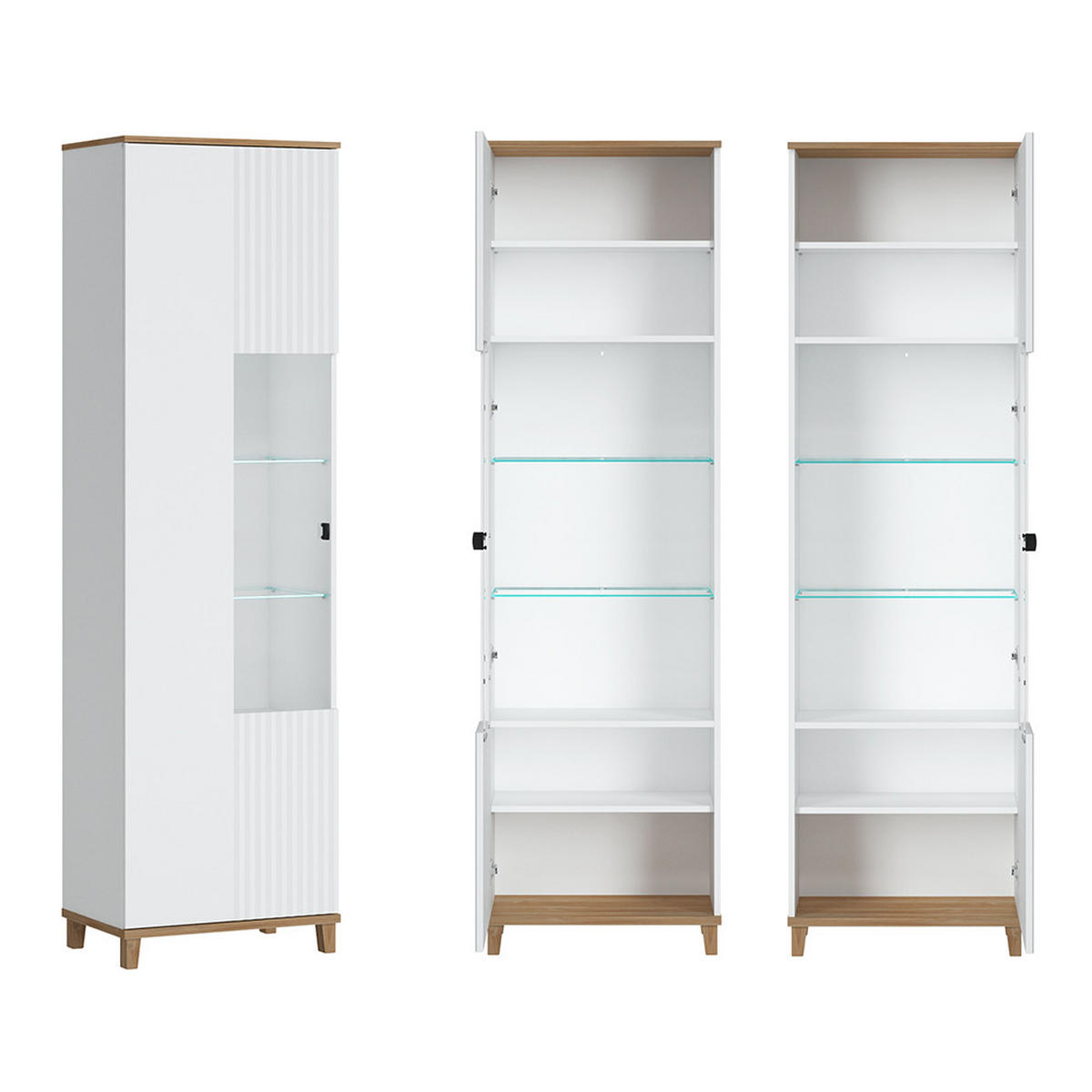 WOHNZIMMER-SET 6-TLG. Plymouth-129 - Weiß, Holzwerkstoff (724/208/68cm) - Lomado