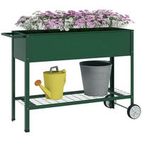 HOCHBEET DE-15994 mit Rollen und Etagere Grün - Grün, Metall (109/80/44cm) - ComfortXL