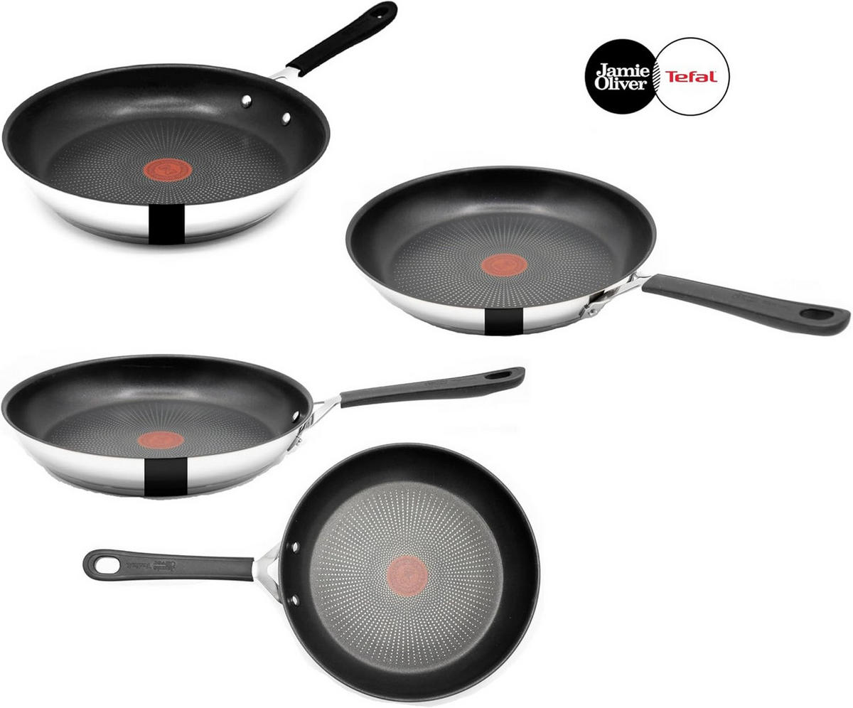 PFANNENSET E30 4Tlg Silber Schwarz Induktion Antihaft - Silberfarben/Schwarz, Metall - Tefal