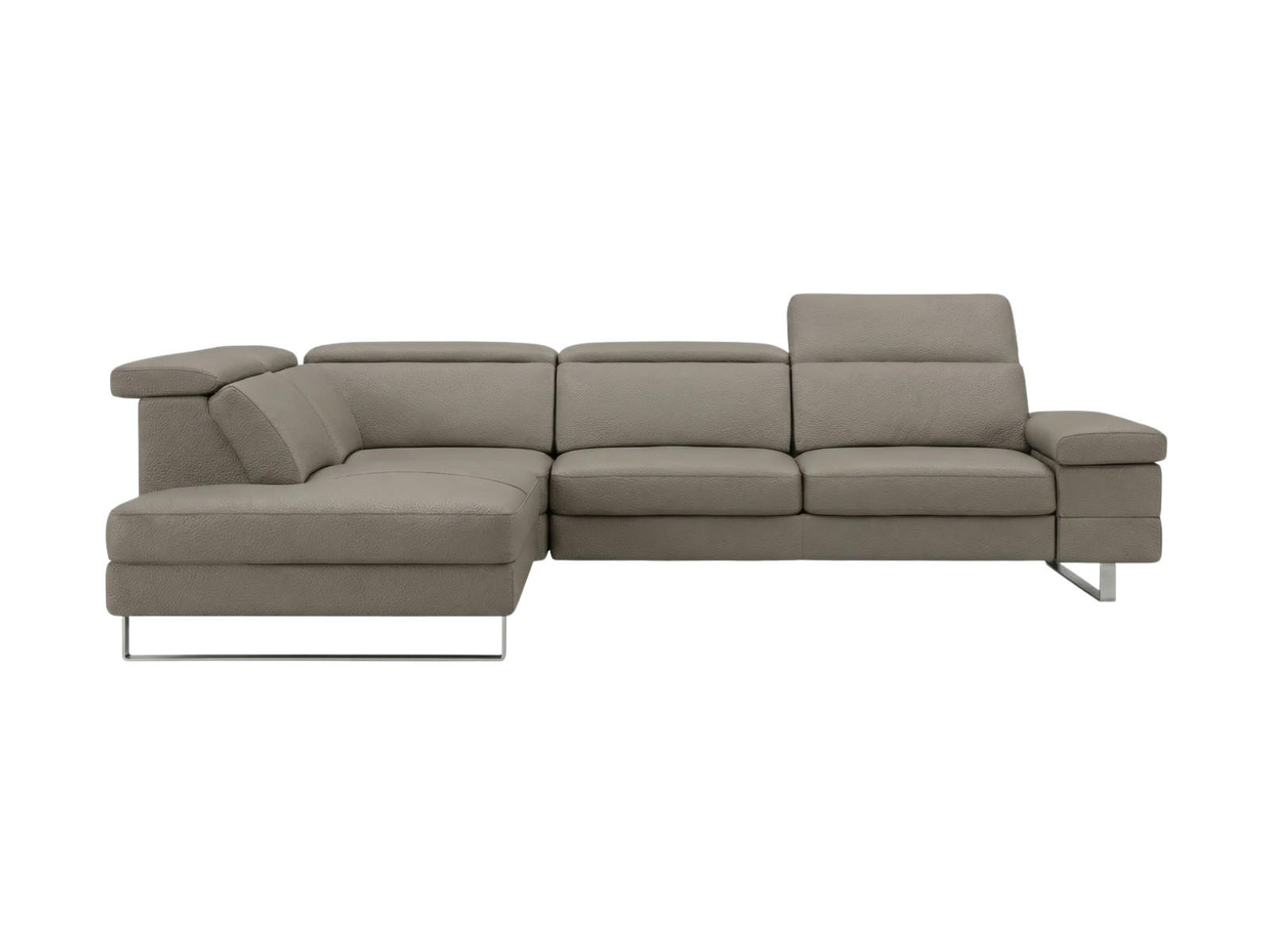 ECKSOFA Virage Echtleder Greige - Greige, Leder/Metall (263/232cm)