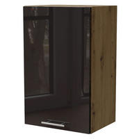 KÜCHENHÄNGESCHRANK Essen W2/45 Schwarz Hochglanz / Eiche Artisan Matt 45 / 32,5 / 72cm - Schwarz Hochglanz/Schwarz, Holz/Holzwerkstoff (45/72/32.5cm) - Feldmann-Wohnen