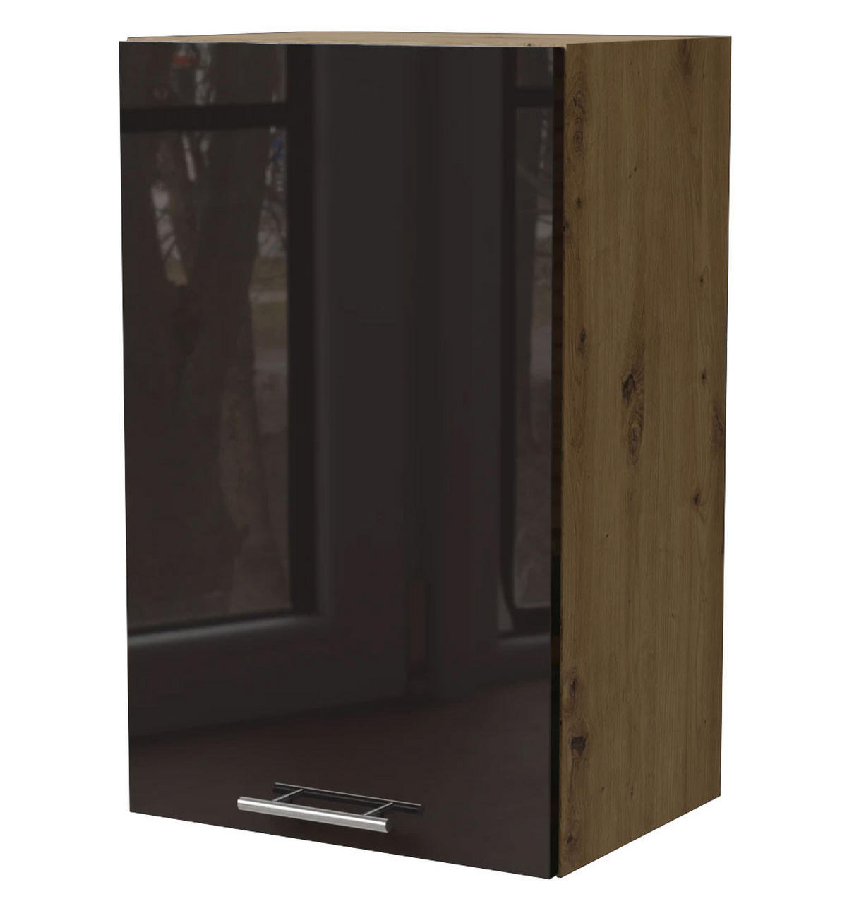 KÜCHENHÄNGESCHRANK Essen W2/45 Schwarz Hochglanz / Eiche Artisan Matt 45 / 32,5 / 72cm - Schwarz Hochglanz/Schwarz, Holz/Holzwerkstoff (45/72/32.5cm) - Feldmann-Wohnen