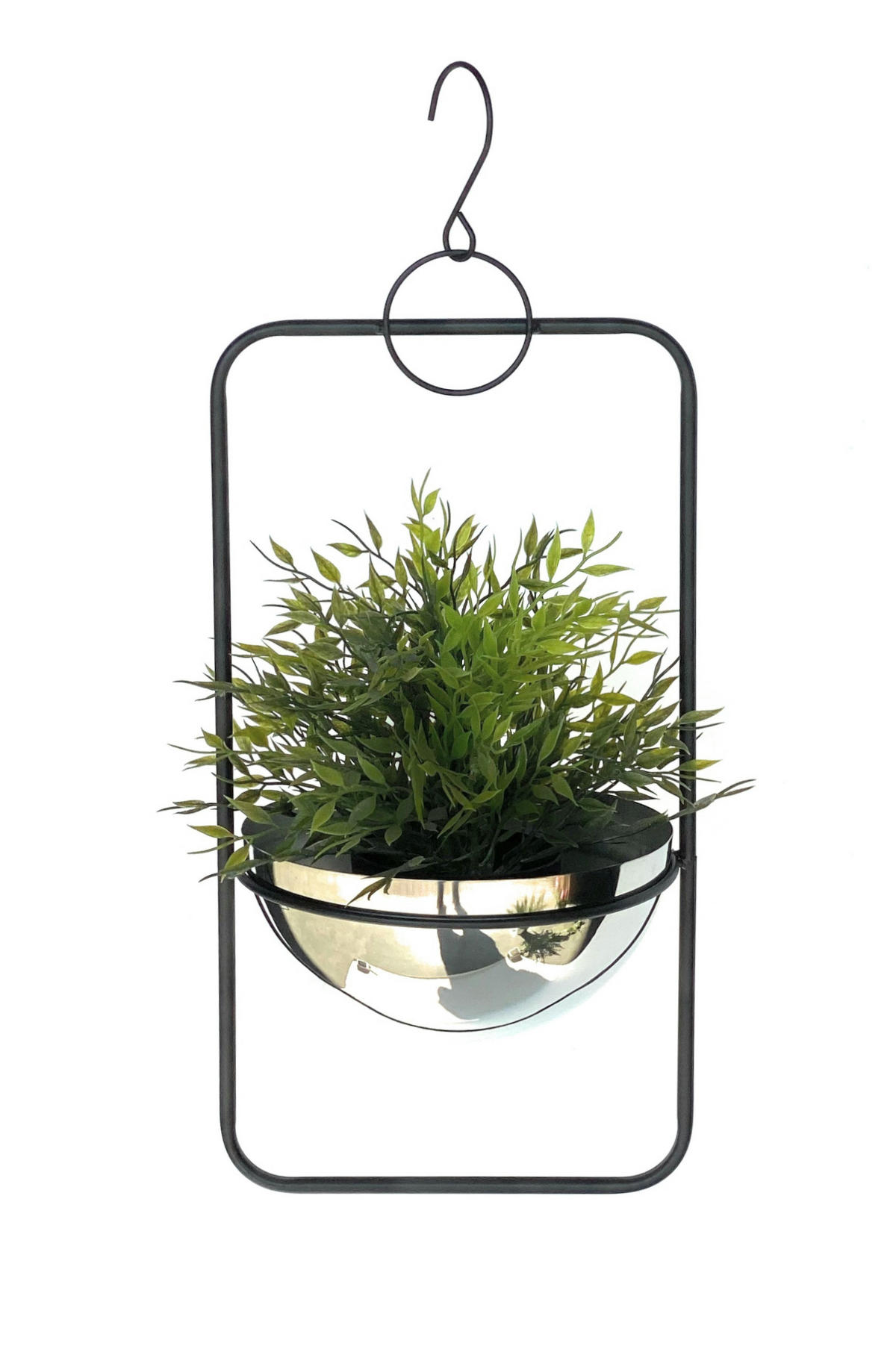 BLUMENAMPEL mit Topf Silber Metall 54 cm 96083 M - Schwarz, Metall (20/10/20cm) - DanDiBo