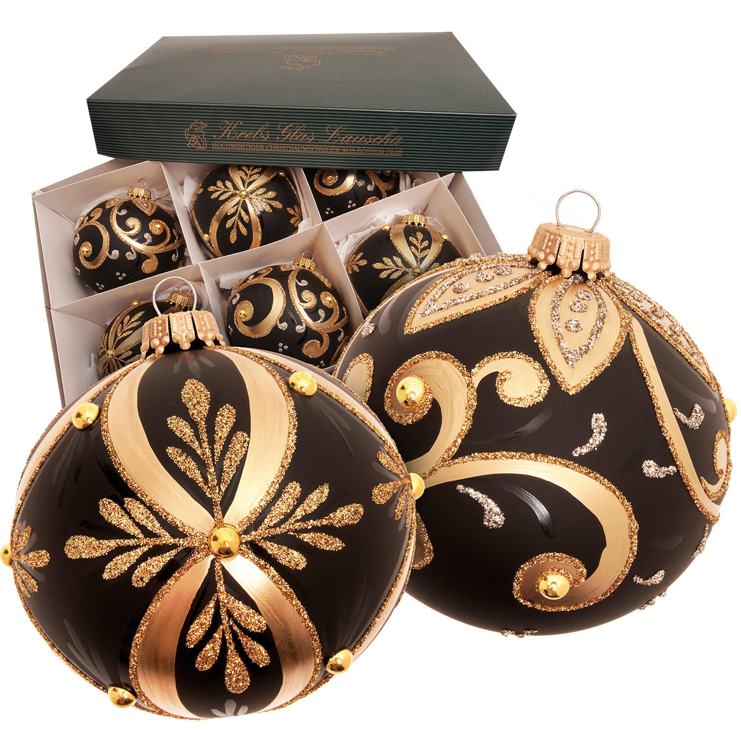 CHRISTBAUMKUGELN Schwarze Weihnacht Schwarz 8cm (Glas / 6 Stk.) - Schwarz, Glas (8/8/8cm) - Krebs Glas Lauscha