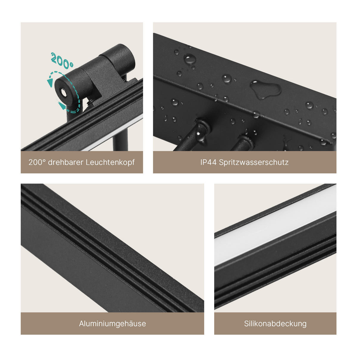 SPIEGELLEUCHTE LED Schwarz 6500K 40/16/4 cm - Schwarz, Kunststoff (4/40/16cm) - EMKE