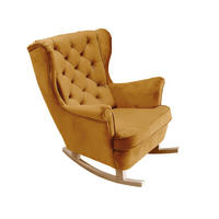 SCHAUKELSESSEL mit gepolstertem Sitz und Armlehnen, 102x81x95 cm, Olive_29817 - Buchefarben/Dunkelgelb, Holz/Textil (81/102/95cm) - DomoHome