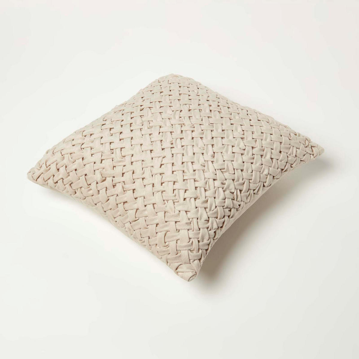 SAMTKISSEN Sofia creme 45/45 cm in Flechtoptik - Creme, Textil (45/45cm) - Homescapes