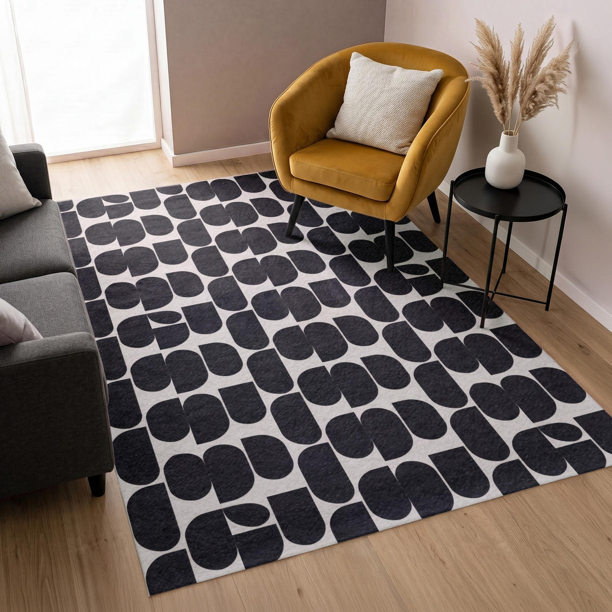 KOBERCE - Moderné - vzorované - čierne - 140x200 cm - čierna, textil/plast (140/0.4cm) - OnlyWow