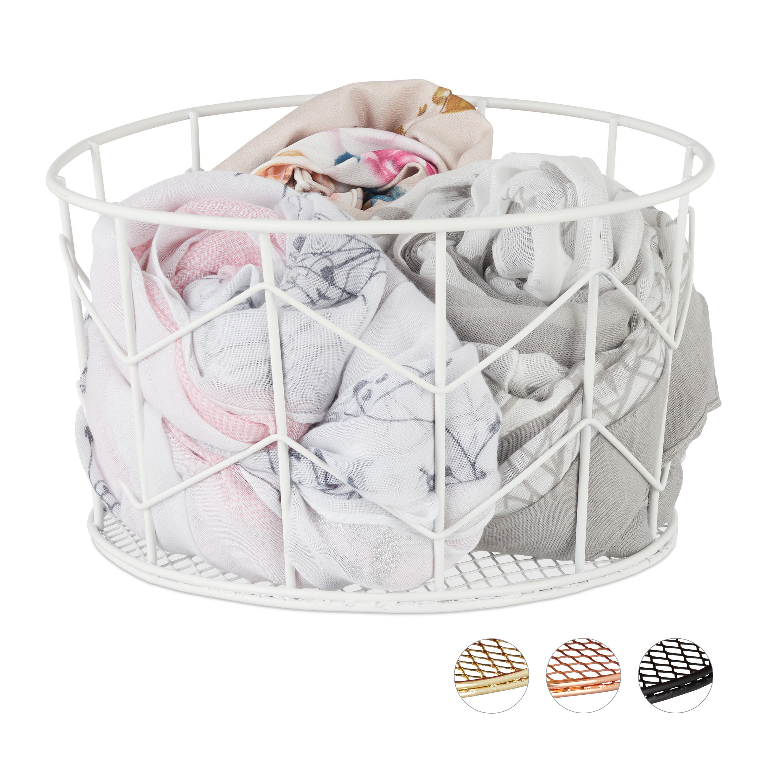 DRAHTKORB - Weiß, Metall (22/12.5/22cm) - Relaxdays