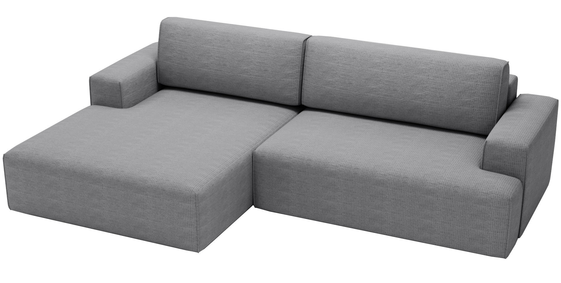 ECKSOFA L-Form 270 cm Boston mit Bettkasten, Schlaffunktion, Links, Grau - Grau, Holz (165/270cm) - Emporius