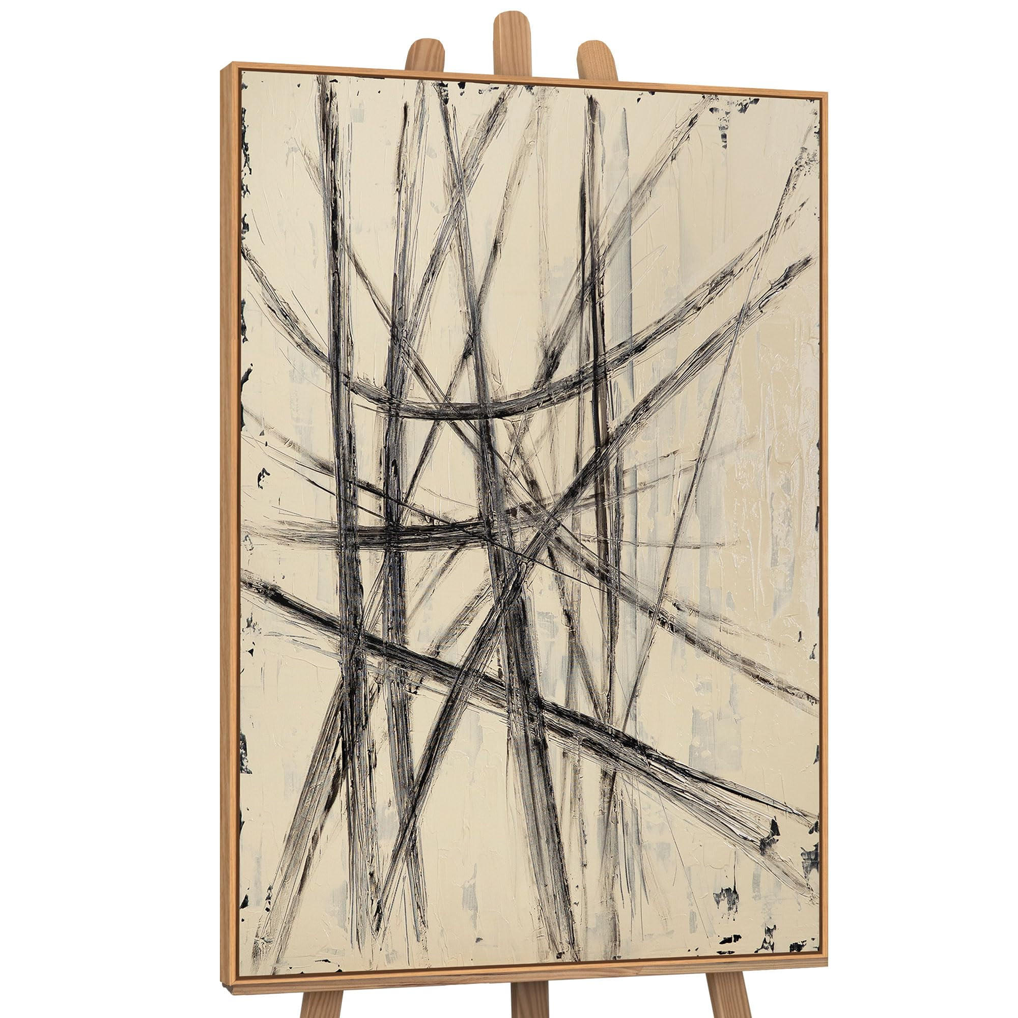 GEMÄLDE Parallelen und Schnittpunkte Schattenfugenrahmen Eichefarben 140x100 cm - Eichefarben, Holz (140/100cm) - YS-art gallery