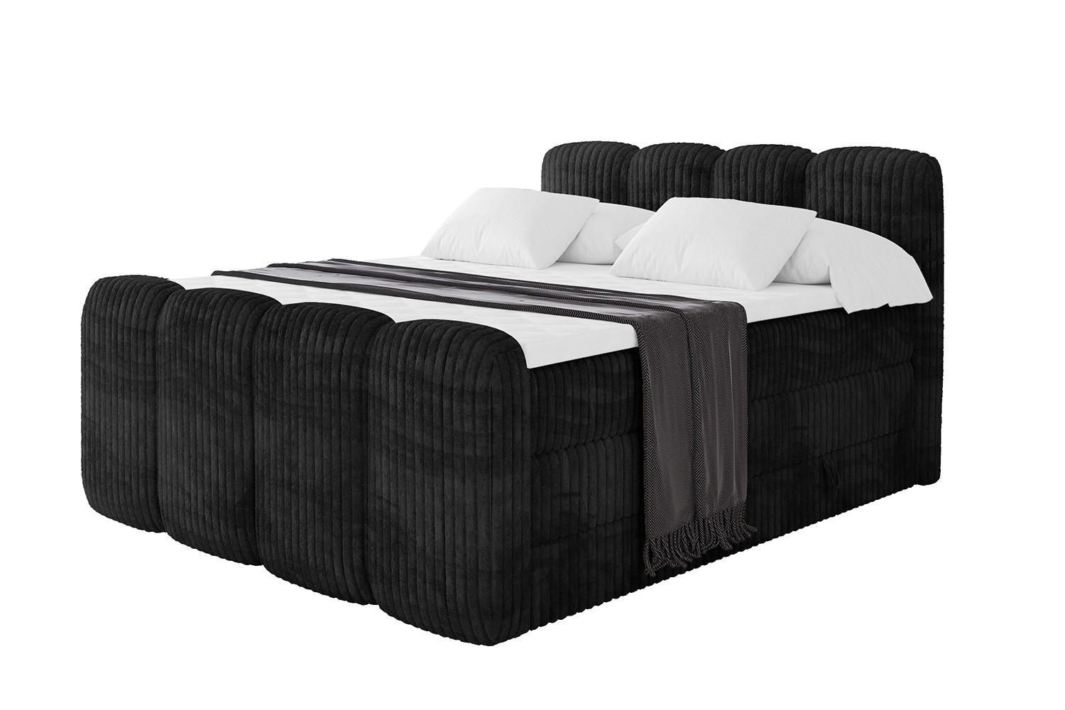 BOXBETT mit Matratze H3|H4 und Lattenrost - NINA-Z KING - 120x200 cm - Schwarz - Graubraun, Holzwerkstoff (120/200cm)
