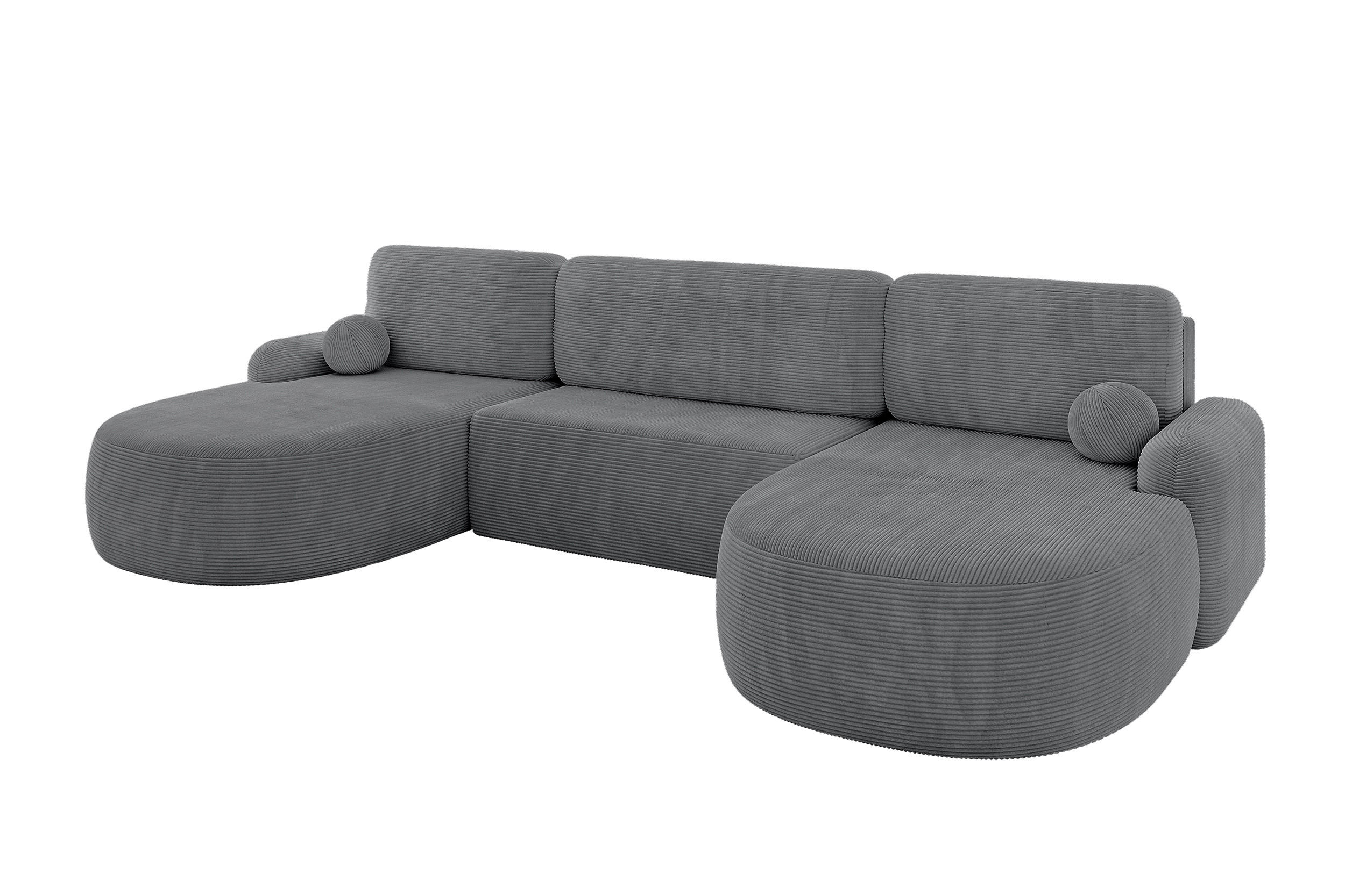 WOHNLANDSCHAFT mit Schlaffunktion und Bettkasten LIRA-U - 335x172x89 Dunkelgrau - Anthrazit, Holzwerkstoff/Textil (335/89/172cm) - ALTDECOR