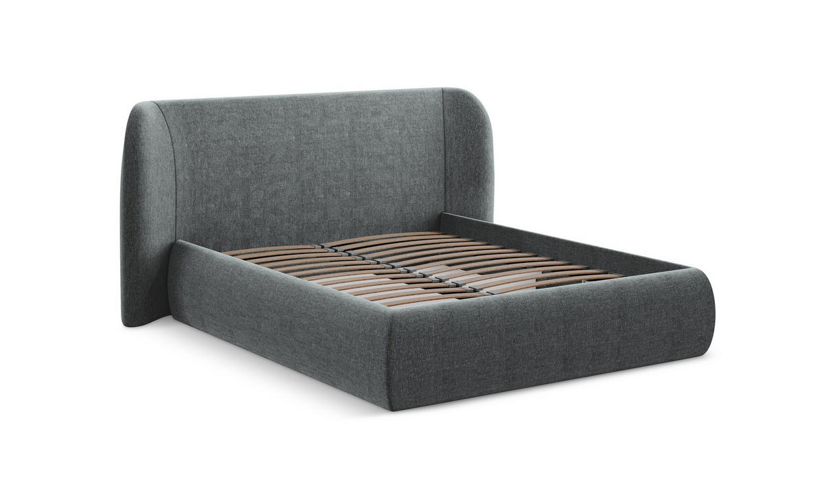 POLSTERBETT mit Bettkasten und Lattenrost 190x215 Grau - Hellgrau/Schwarz, Kunststoff/Textil (140/200cm) - Makamii