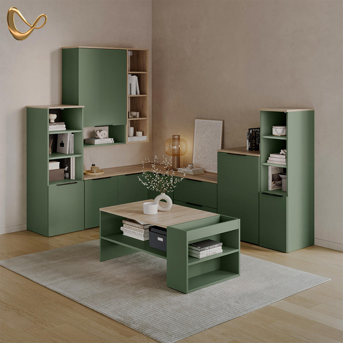 UNIVERSALSCHRANK Piave Grün mit einer Tür - Grün, Holzwerkstoff (30.2/120/40cm) - Livinity®
