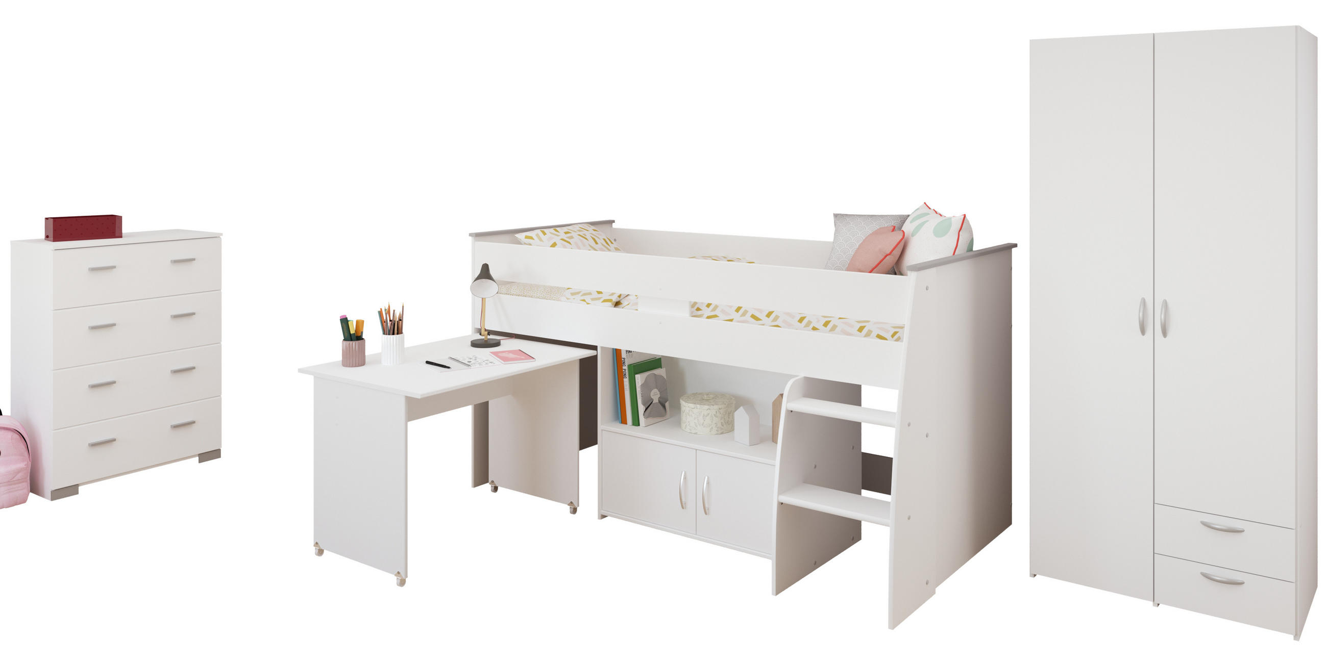 JUGENDZIMMER Reverse 11 in Weiß 3 teilig - Weiß, Holzwerkstoff (120/200/80cm)