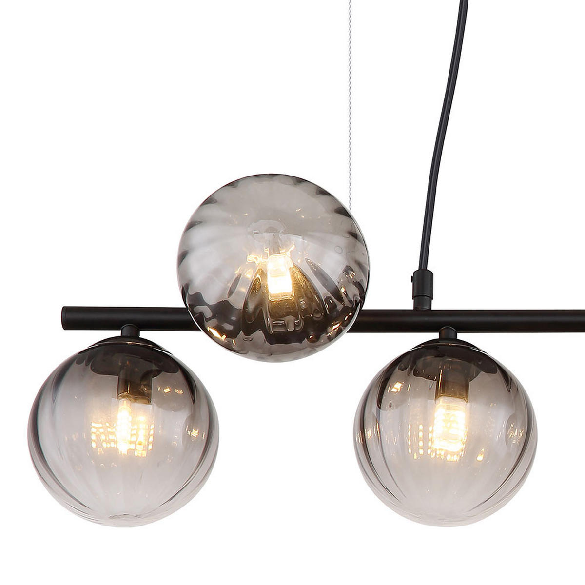HÄNGELEUCHTE DALLERTA Metall, Schwarz, Glas, Rauchoptik - Schwarz, Glas (95/17.5/120cm) - Globo Lighting