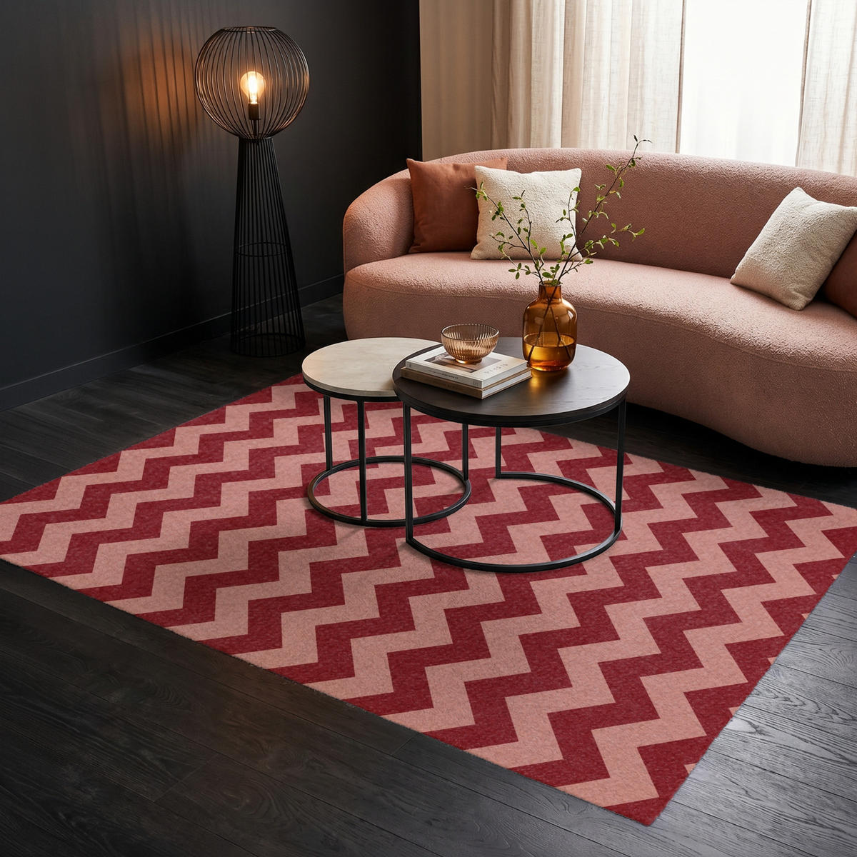 KOBERCE - Cikcak - Pruhy - Vzor - Červená - 200x140 cm - červená, textil/plast (200/0.4cm) - OnlyWow