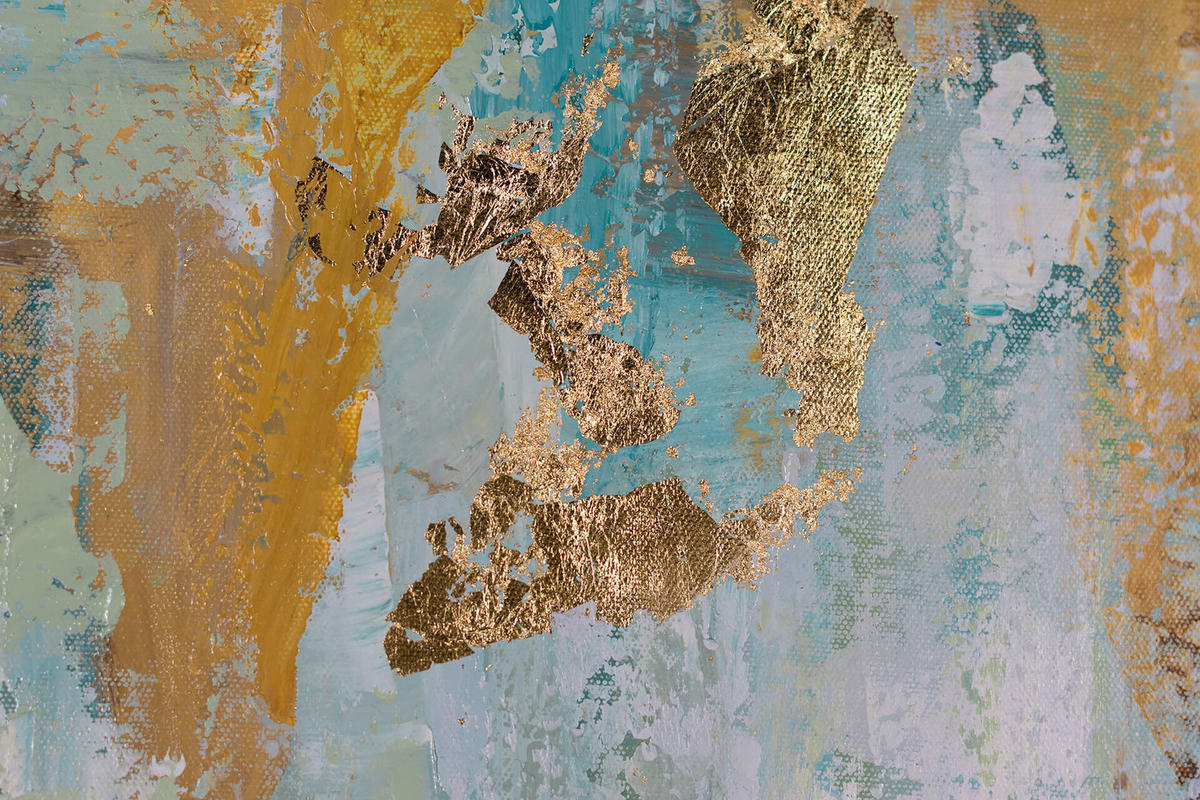 ACRYLBILD HANDGEMALT 75/100 cm - Türkis/Beige, Holz/Textil (1.78/100cm) - KUNSTLOFT