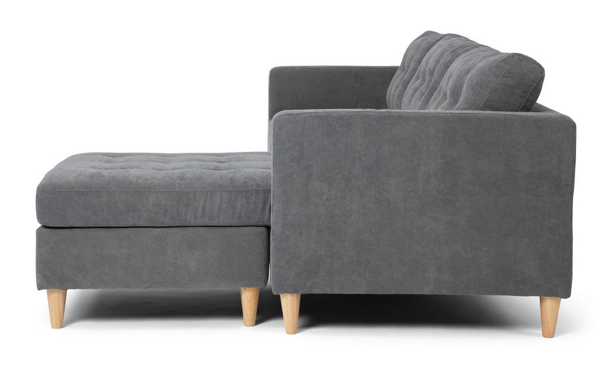 ECKSOFA Samt grau - Grau, Textil (219/151cm) - ebuy24