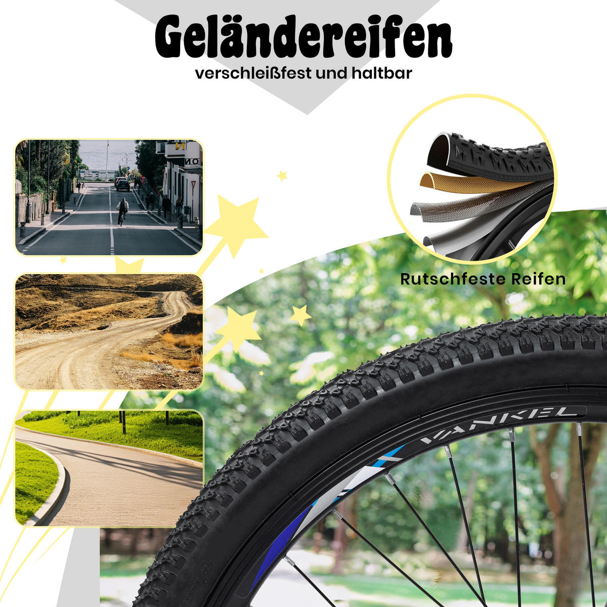 KINDERFAHRRAD 20 Zoll - Gelb mit V-Bremsen und 6-Gang-Schaltung - Stahlrahmen - Gelb, Metall (93cm) - Oxeza
