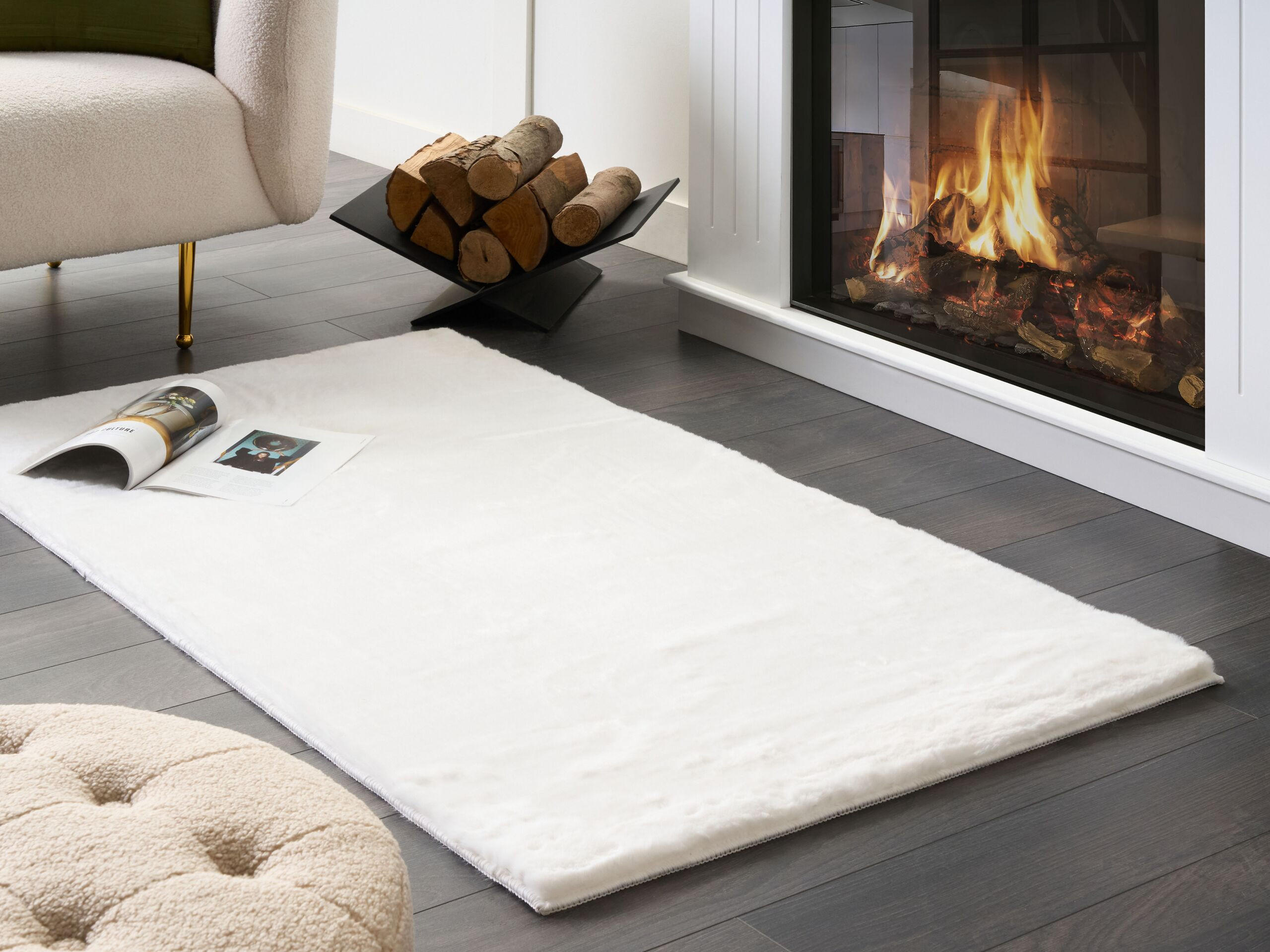 SHAGGY-KUNSTFELLTEPPICH Mirpur 150/80 cm - Weiß, Kunststoff (80/150cm) - Beliani