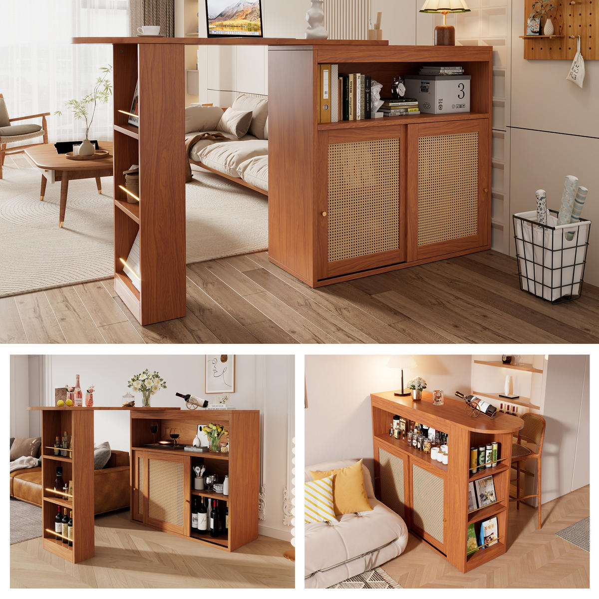 BARTISCH Braun 138-193/39/104 cm - Braun, Holzwerkstoff (39/104/193cm) - Urban Meuble