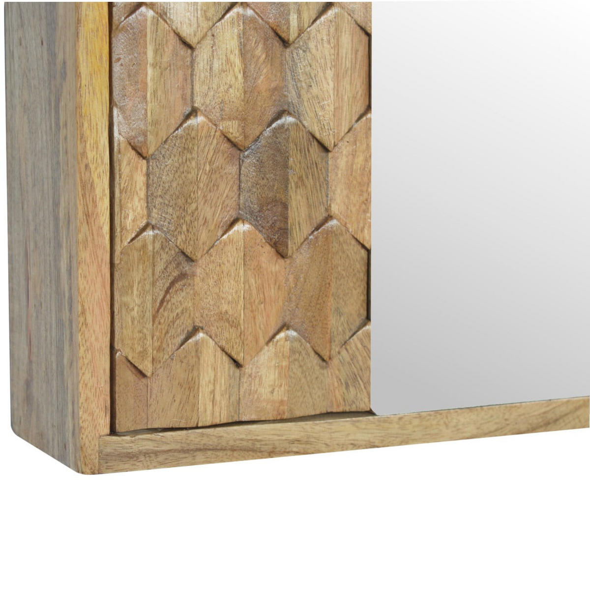 SPIEGELSCHRANK mit Ananas-Schnitzerei - Messingfarben/Braun, Holz/Metall (43/58/12cm) - Artisan Furniture