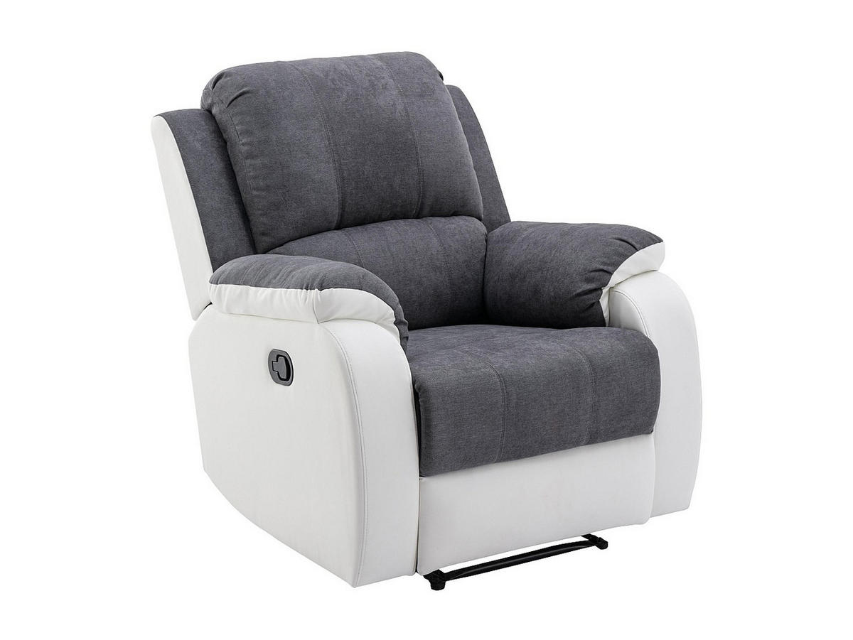 RELAXSESSEL - 1 Person - stoff - grau, weiß Brody - Weiß/Grau, Kunststoff/Textil (87/99/98cm) - Vente-Unique
